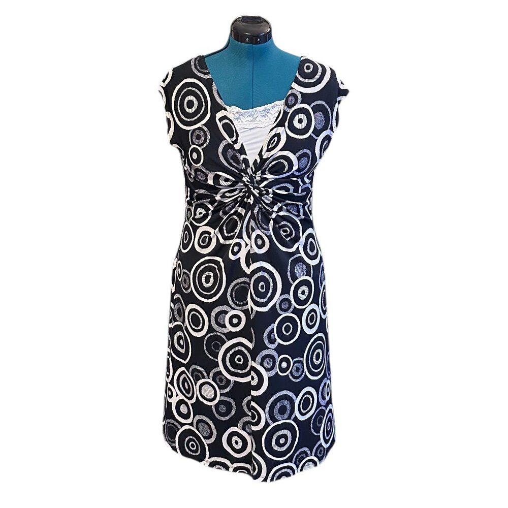 London Times Petites Artsy Abstract Spiral Art Dress